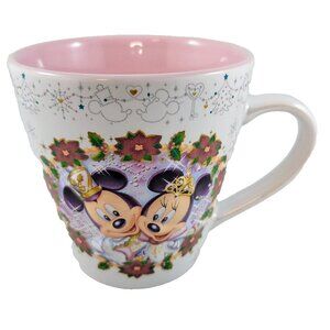 Mickey Minnie Christmas Disney Tokyo Sea Mug Cup Harborside 2005 Pink Pearl